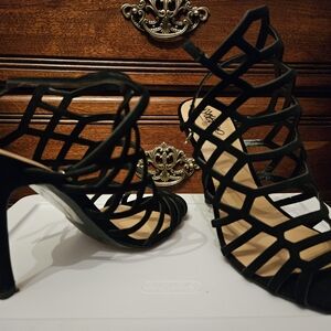 Chic Black Caged Heels